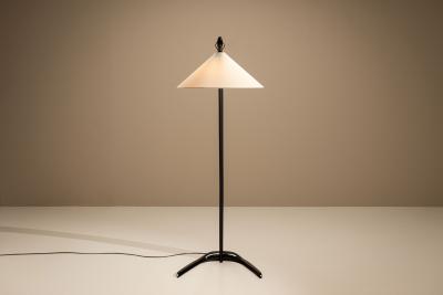 Italian Arc Shaped Black Floorlamp 1950s