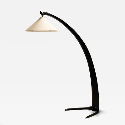 Italian Arc Shaped Black Floorlamp 1950s