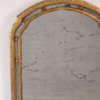 Italian Arched Paneled Giltwood Mirror circa 1820