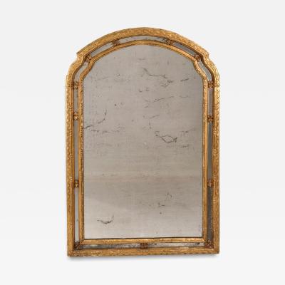 Italian Arched Paneled Giltwood Mirror circa 1820