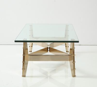 Italian Architectural Base Modernist Coffee Table With Glass Top