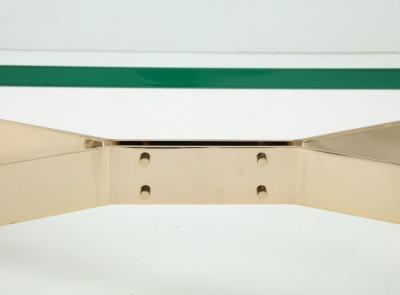 Italian Architectural Base Modernist Coffee Table With Glass Top