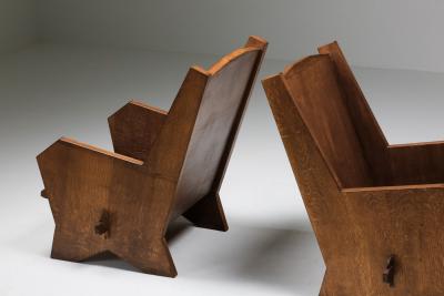 Italian Armchairs in Stained Beech 1940s