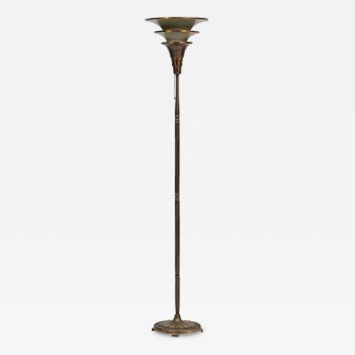 Italian Art Deco 3 Tier Torchiere Floor Lamp