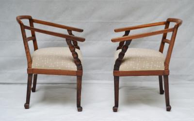 Italian Art Deco Armchairs with Ottoman circa 1925