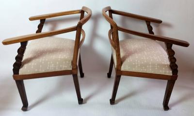 Italian Art Deco Armchairs with Ottoman circa 1925