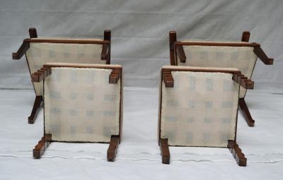 Italian Art Deco Armchairs with Ottoman circa 1925