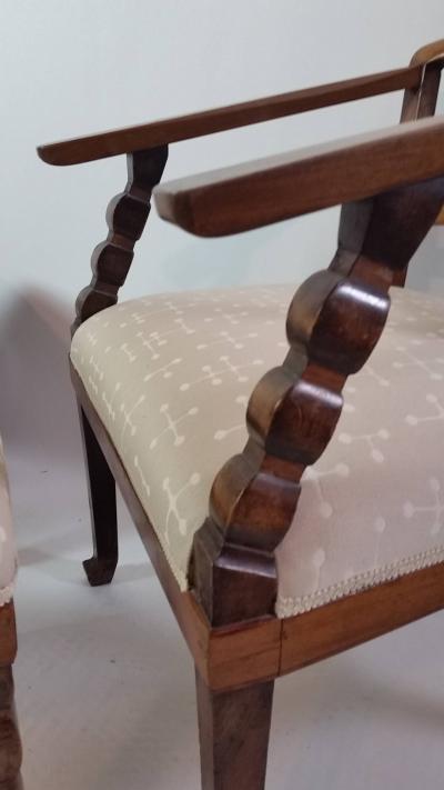 Italian Art Deco Armchairs with Ottoman circa 1925