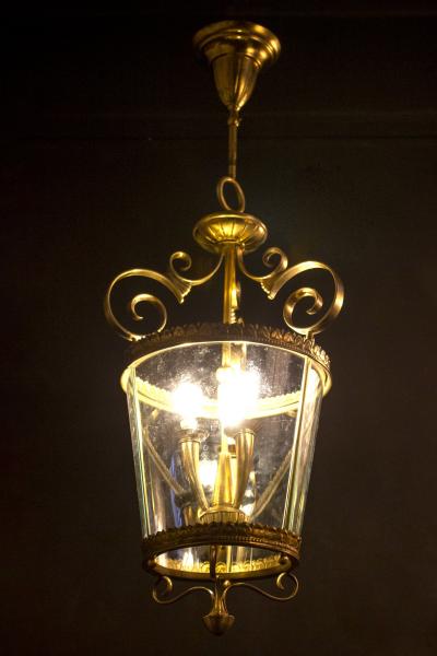 Italian Art Deco Brass Lantern or Pendant 1940s