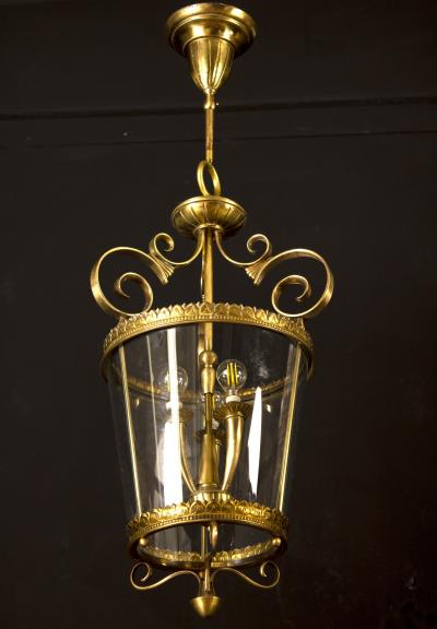 Italian Art Deco Brass Lantern or Pendant 1940s