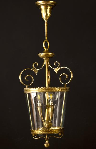 Italian Art Deco Brass Lantern or Pendant 1940s