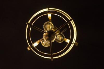 Italian Art Deco Brass Lantern or Pendant 1940s