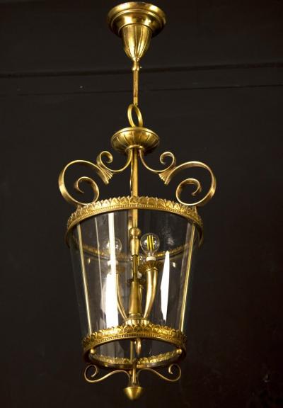 Italian Art Deco Brass Lantern or Pendant 1940s