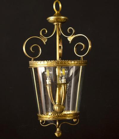 Italian Art Deco Brass Lantern or Pendant 1940s