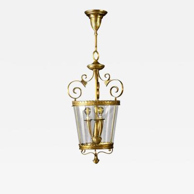 Italian Art Deco Brass Lantern or Pendant 1940s