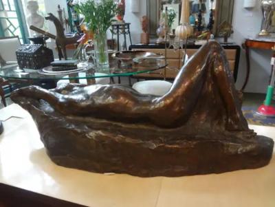 Italian Art Deco Bronze Sculpture Of A Nude Male