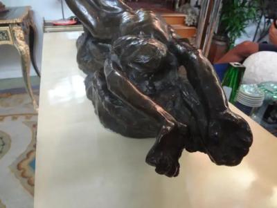 Italian Art Deco Bronze Sculpture Of A Nude Male