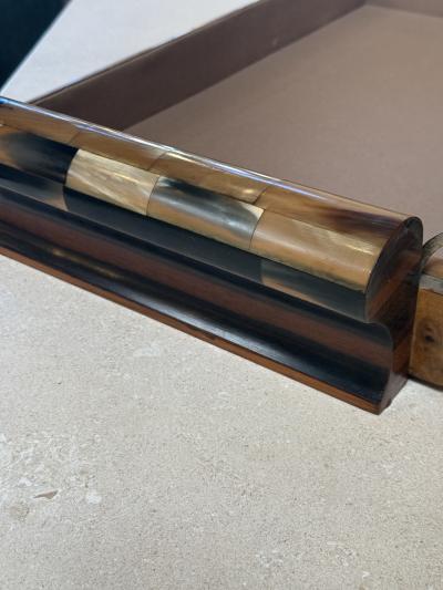 Italian Art Deco Burl Wood and Macassar Ebony Box with Brass Details 1940s