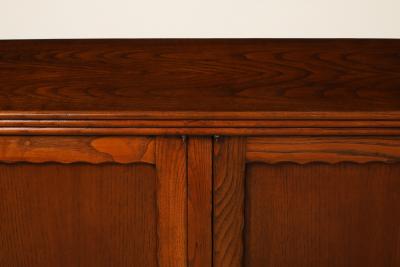Italian Art Deco Carved Oak Credenza circa 1940s
