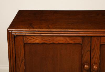 Italian Art Deco Carved Oak Credenza circa 1940s