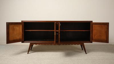 Italian Art Deco Carved Oak Credenza circa 1940s