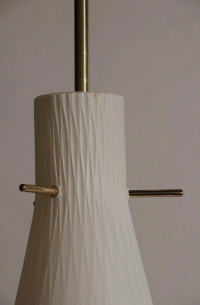 Italian Art Deco Decorative and Satin Glass Hanging Lamp 1950s
