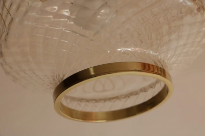 Italian Art Deco Decorative and Satin Glass Hanging Lamp 1950s