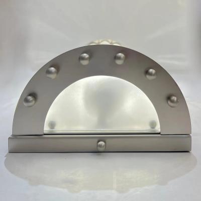 Italian Art Deco Design Pair Crystal Murano Glass Half Moon Satin Nickel Sconces