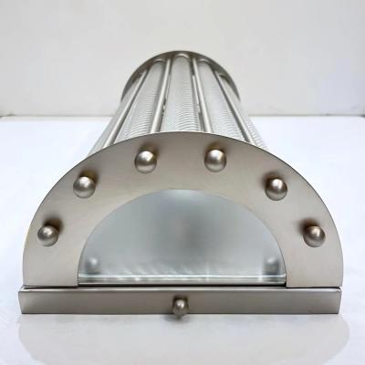 Italian Art Deco Design Pair Crystal Murano Glass Half Moon Satin Nickel Sconces