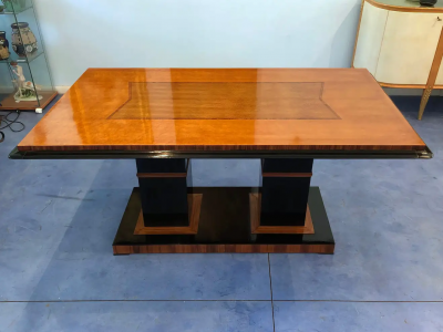 Italian Art Deco Dining Table in Maple with Decoration 1940s