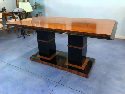 Italian Art Deco Dining Table in Maple with Decoration 1940s