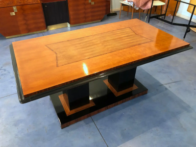 Italian Art Deco Dining Table in Maple with Decoration 1940s