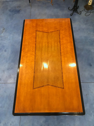 Italian Art Deco Dining Table in Maple with Decoration 1940s