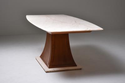 Italian Art Deco Dining Table with Marble Top Japan Inspired 1940s