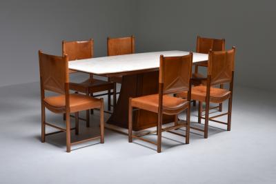 Italian Art Deco Dining Table with Marble Top Japan Inspired 1940s