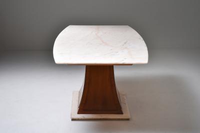 Italian Art Deco Dining Table with Marble Top Japan Inspired 1940s