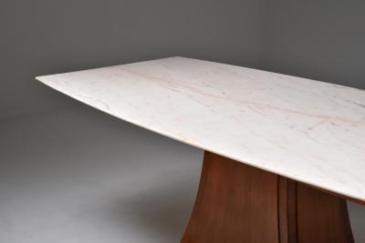 Italian Art Deco Dining Table with Marble Top Japan Inspired 1940s