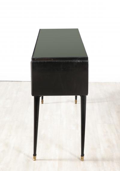 Italian Art Deco Ebonized and Vellum Sideboard with Inset Glass Top circa 1940
