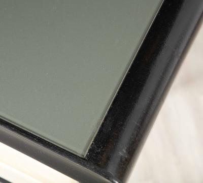 Italian Art Deco Ebonized and Vellum Sideboard with Inset Glass Top circa 1940