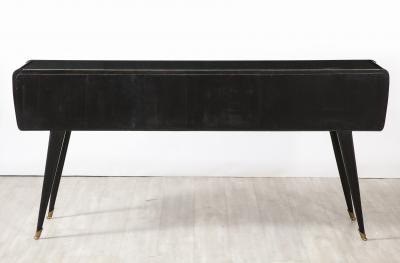 Italian Art Deco Ebonized and Vellum Sideboard with Inset Glass Top circa 1940
