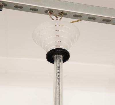 Italian Art Deco Frosted Glass Six Arm Chandelier circa 1940s