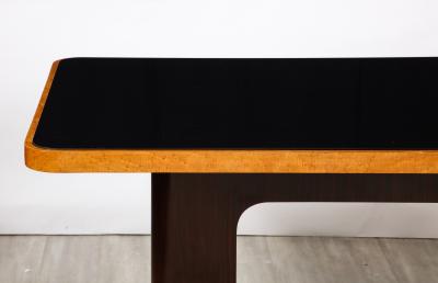 Italian Art Deco Macassar Ebony Chrome Glass Dining Table Italy circa 1940