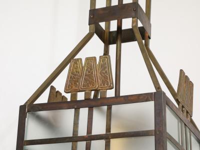 Italian Art Deco Metal and Glass Lantern circa 1930