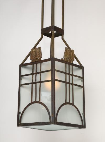 Italian Art Deco Metal and Glass Lantern circa 1930