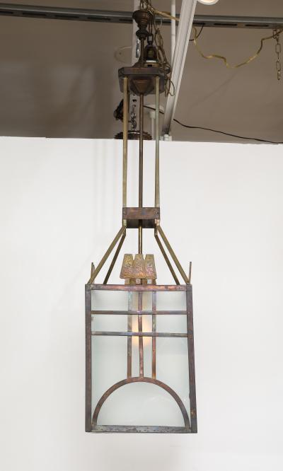 Italian Art Deco Metal and Glass Lantern circa 1930