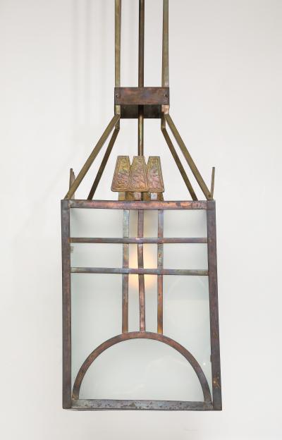 Italian Art Deco Metal and Glass Lantern circa 1930