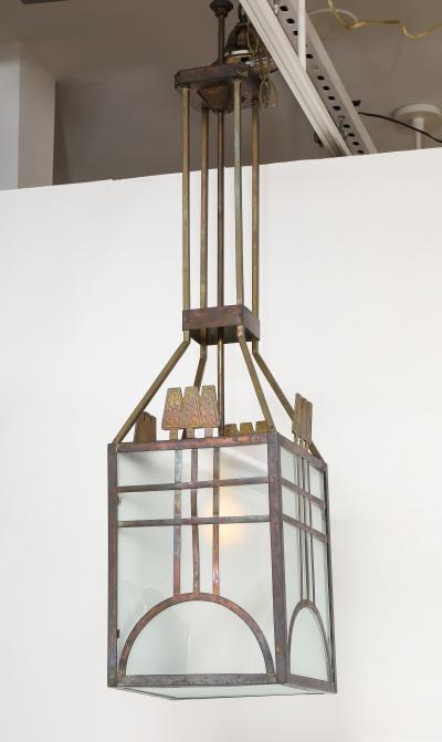 Italian Art Deco Metal and Glass Lantern circa 1930