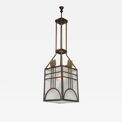 Italian Art Deco Metal and Glass Lantern circa 1930