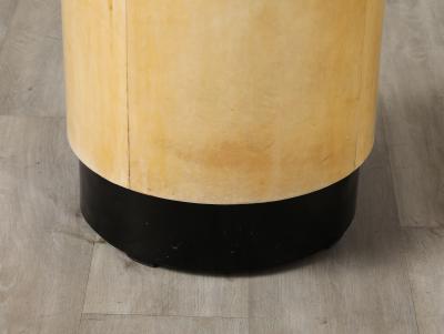 Italian Art Deco Pair of Vellum and Wood Stools Italy circa 1940