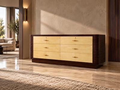 Italian Art Deco Parchment Chest of Drawers Attributed to Osvaldo Borsani 1940s